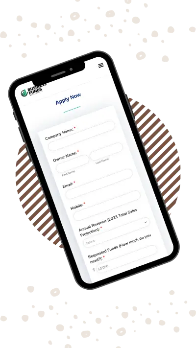 Mobile phone with small business loan application on screen